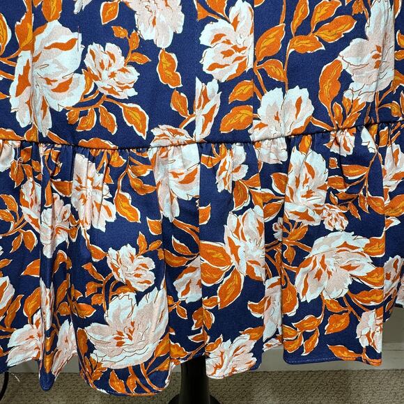 Amur Medina  Floral Twist Front Ruffle Mini Dress Twilight Blue Women 14 NWT - Picture 15 of 15